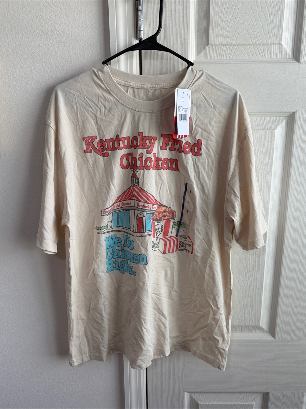 Ripple Junction Beige Kentucky Fried Chicken Graphic Tee with Red and Blue Print